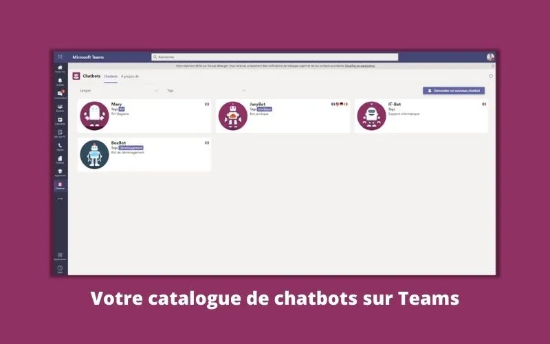 catalogue chatbots Microsoft Teams